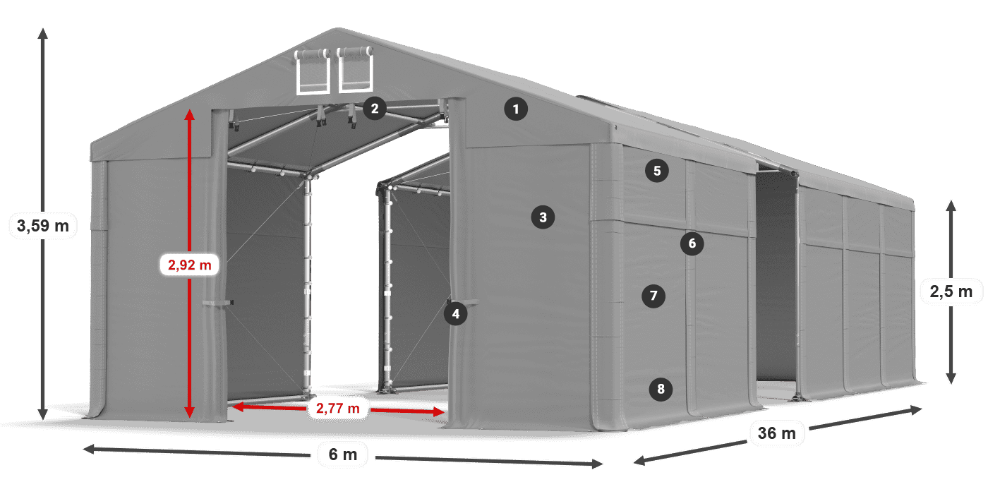 Acoperiș: MS 580 PVC Pereţi: SD 500 PVC legenda 2.5m