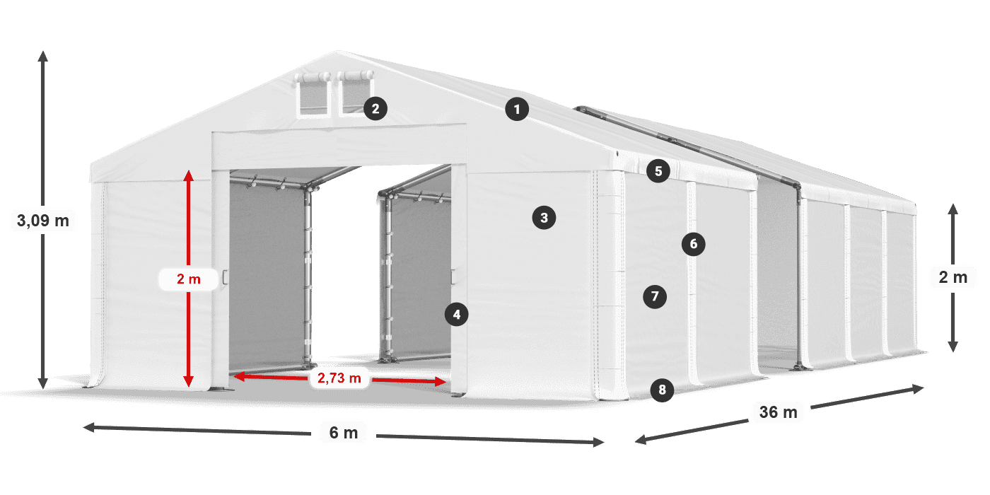 Acoperiș: FR 620 PVC Pereți: MS 580 PVC