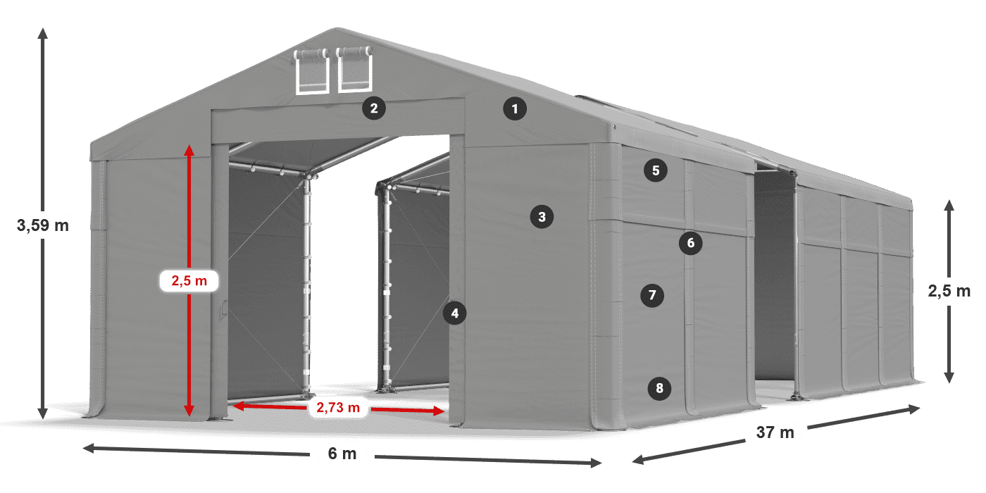 Acoperiș: FR 620 PVC Pereți: MS 580 PVC