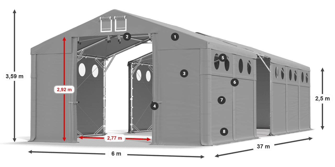 Acoperiș: FR 620 PVC Pereţi: SD O 500 PVC legenda 2.5m