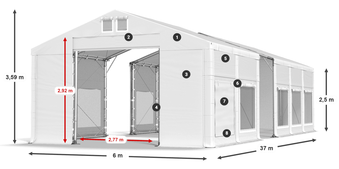 Acoperiș: MS 580 PVC Pereţi: SD M 500 PVC legenda 2.5m