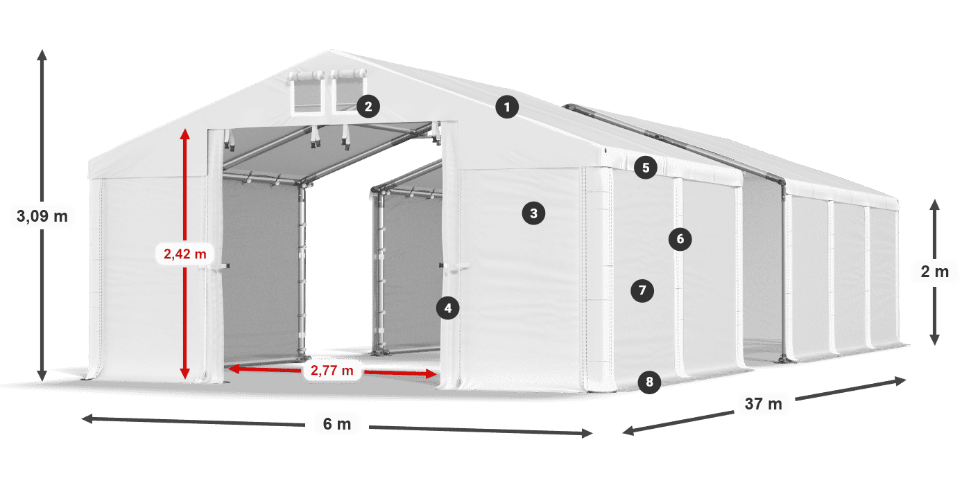 Acoperiș: FR 620 PVC Pereți: SD 500 PVC