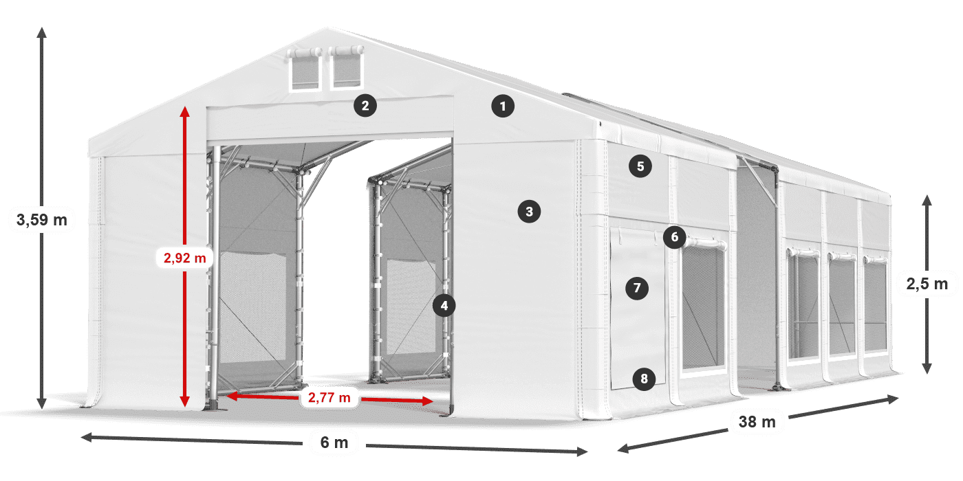 Acoperiș: MS 580 PVC Pereţi: SD M 500 PVC legenda 2.5m