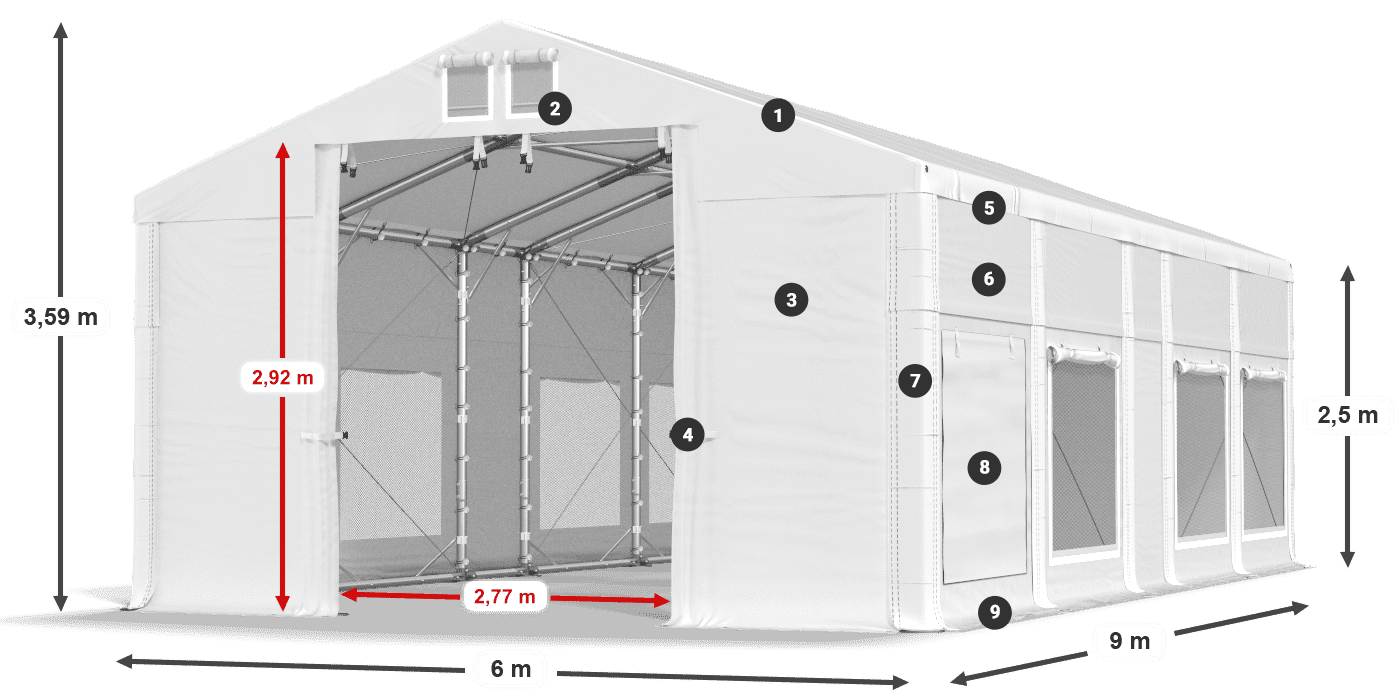 Acoperiș: FR 620 PVC Pereţi: SD 500 PVC legenda 2.5m