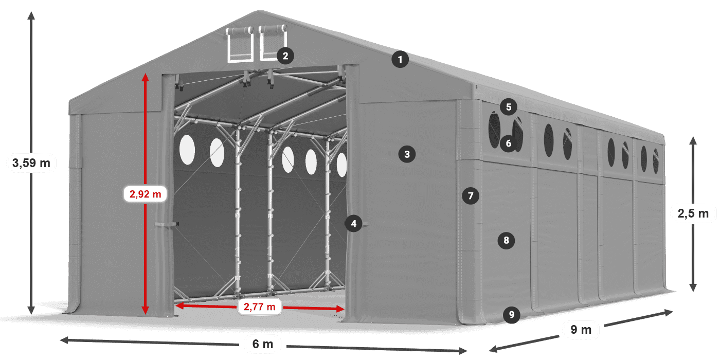 Acoperiș: FR 620 PVC Pereţi: SD O 500 PVC legenda 2.5m