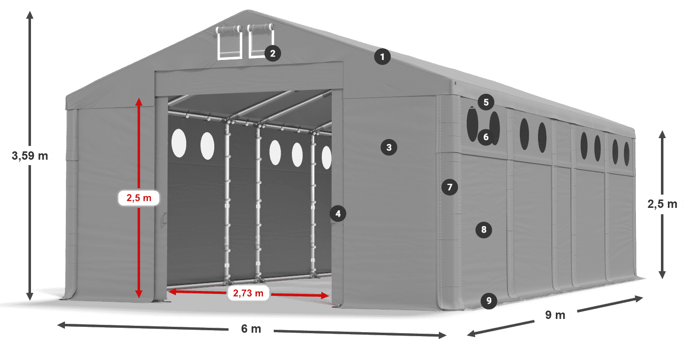 Acoperiș: FR 620 PVC Pereţi: SD O 500 PVC legenda 2.5m