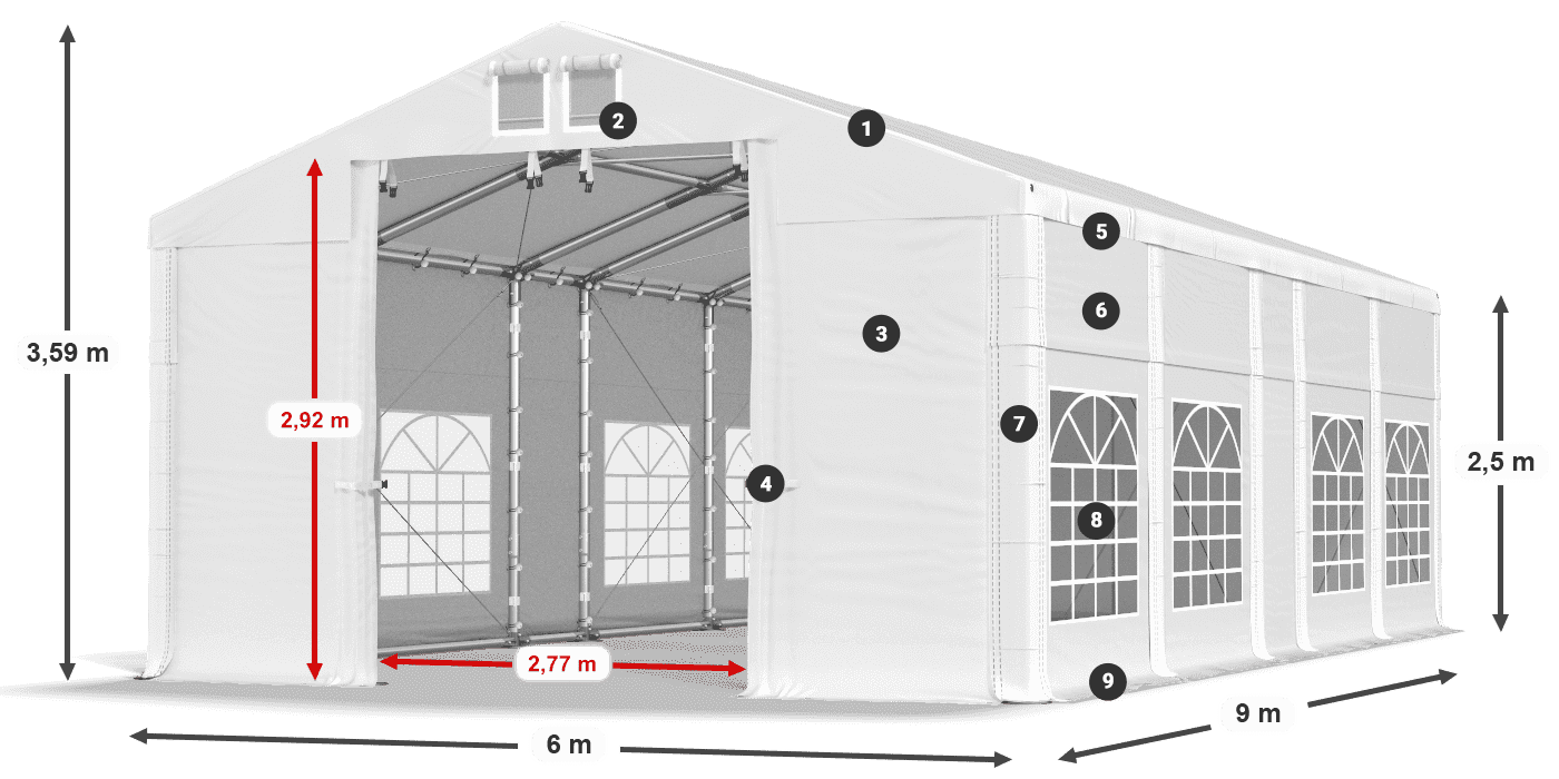 Acoperiș: FR 620 PVC Pereţi: SD 500 PVC legenda 2.5m