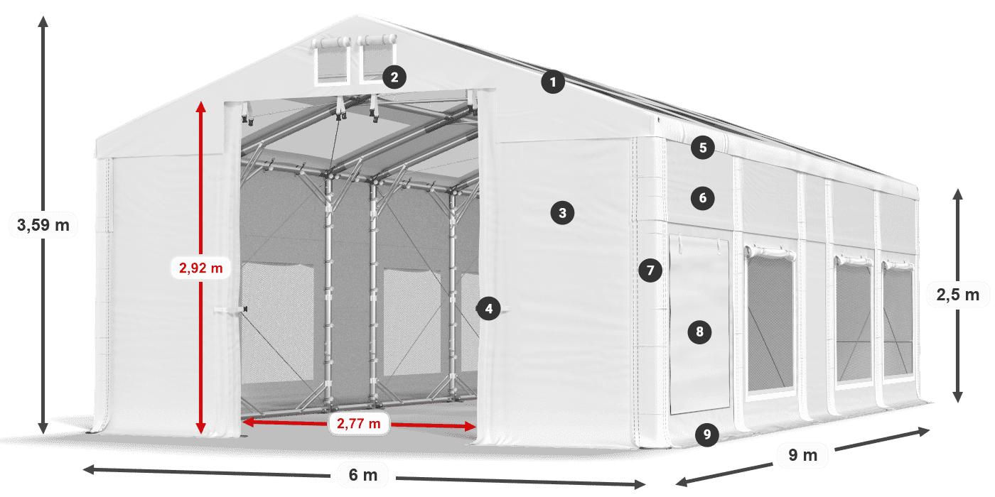 Acoperiș: MS T 580 PVC Pereţi: SD M 500 PVC legenda 2.5m