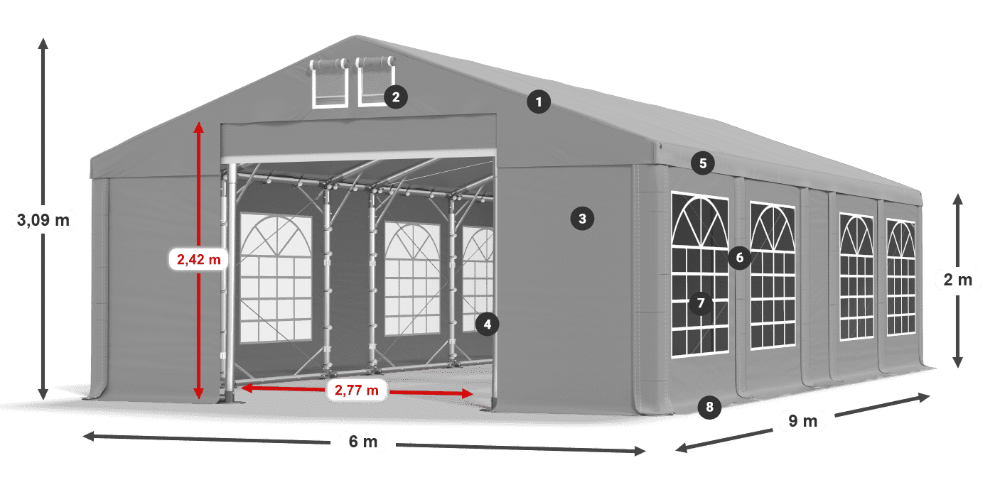 Acoperiș: FR 620 PVC Pereţi: SD 500 PVC 2m legenda