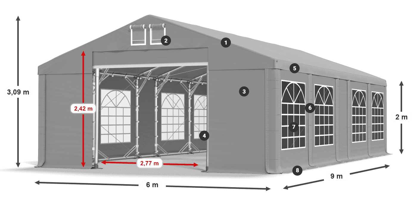 Acoperiș: FR 620 PVC Pereţi: SD 500 PVC 2m legenda