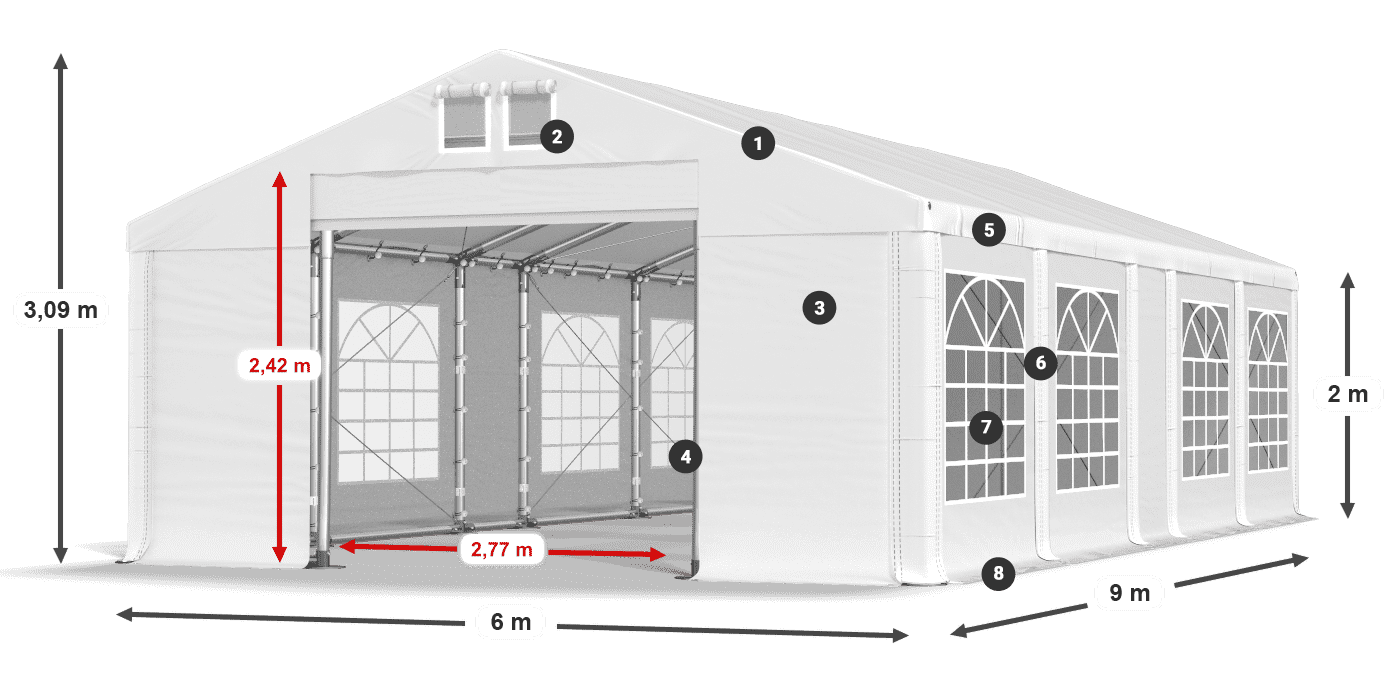 Acoperiș: FR 620 PVC Pereţi: SD 500 PVC 2m legenda