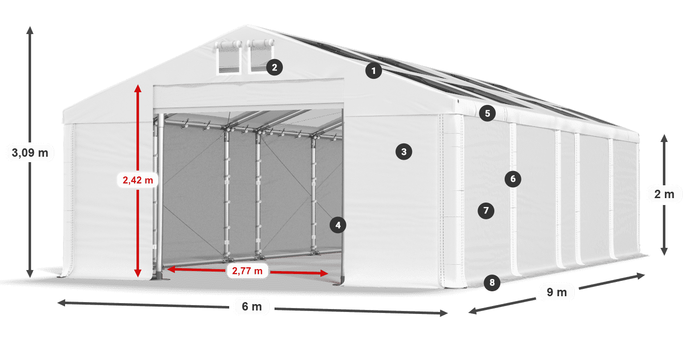 Acoperiș: MS T 580 PVC Pereţi: FR 620 PVC 2m legenda