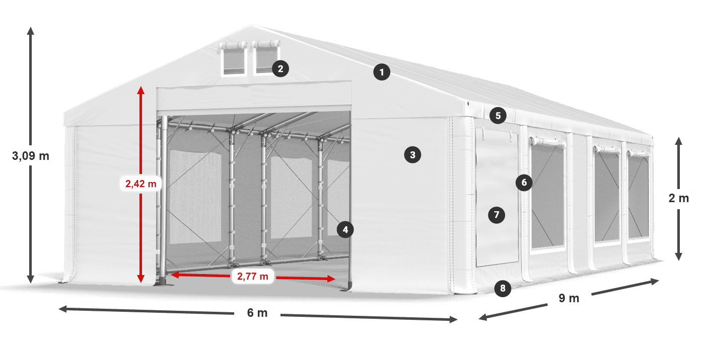 Acoperiș: MS 580 PVC Pereţi: SD M 500 PVC 2m legenda