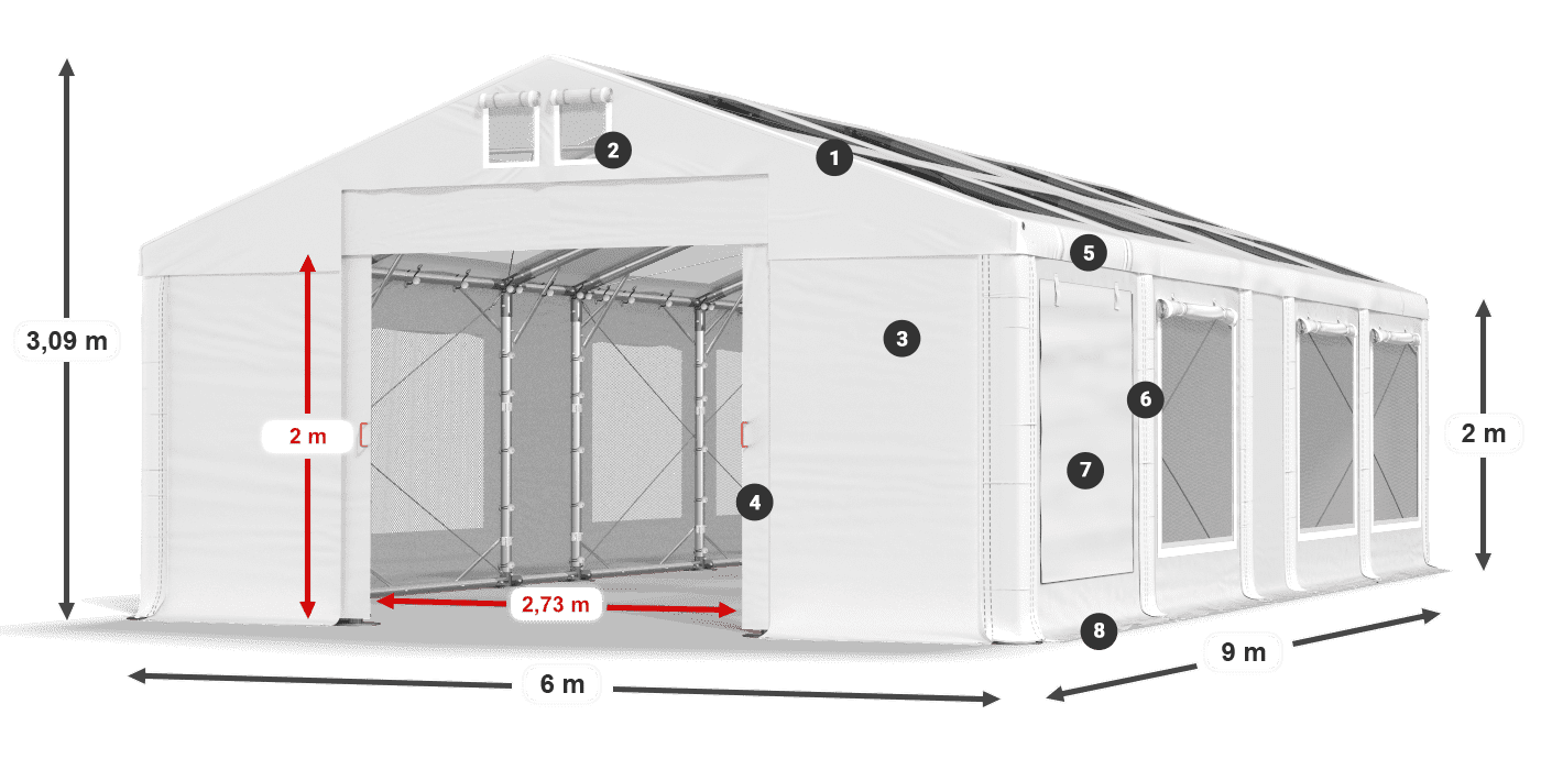 Acoperiș: MS T 580 PVC Pereţi: SDM 500 PVC 2m legenda