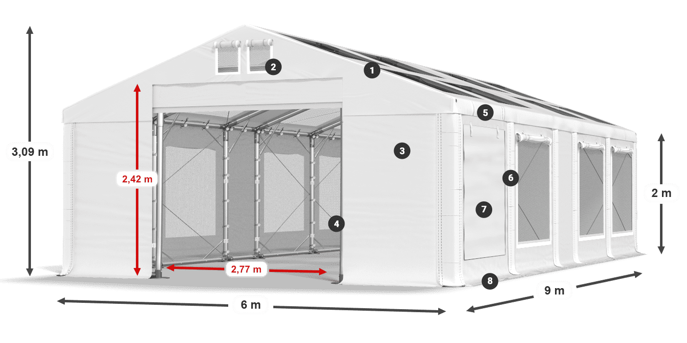 Acoperiș: MS T 580 PVC Pereţi: SDM 500 PVC 2m legenda