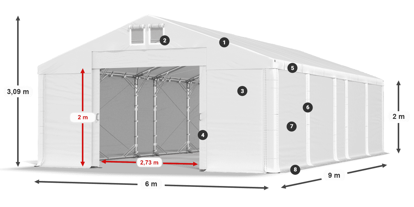Acoperiș: MS 580 PVC Pereţi: SD 500 PVC 2m legenda