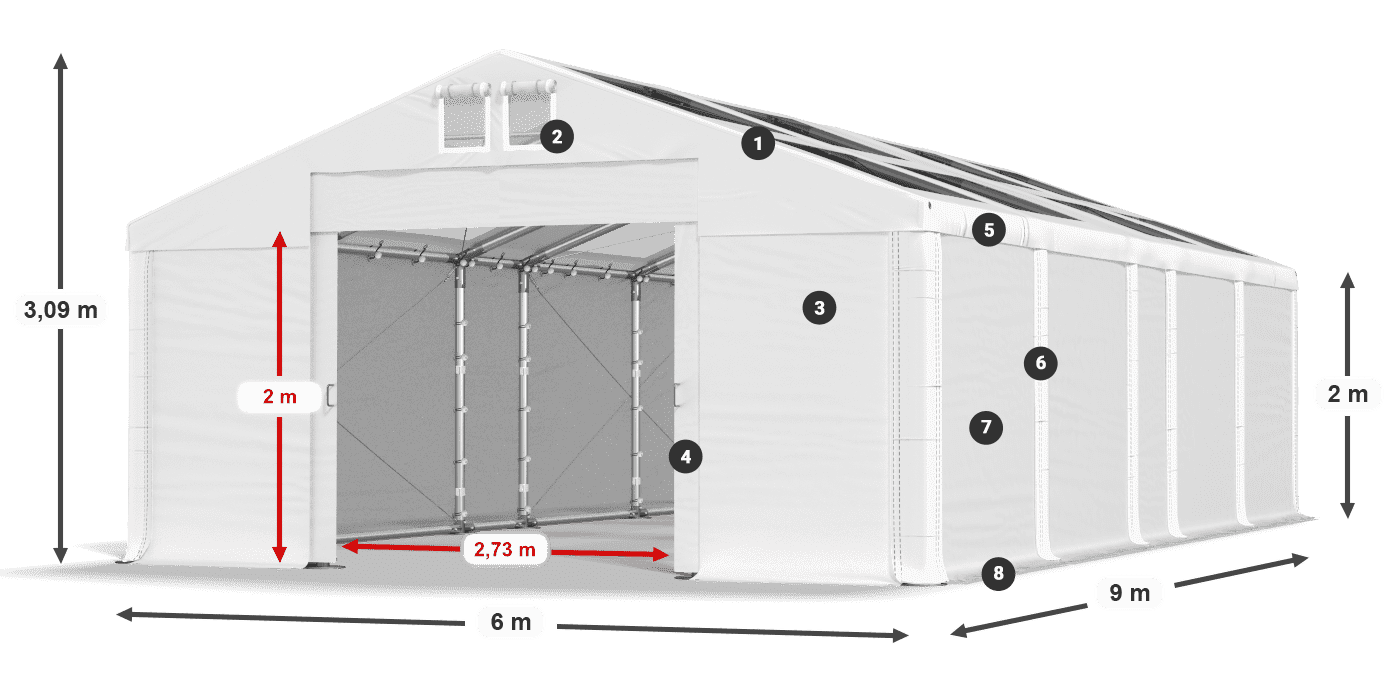 Acoperiș: MS T 580 PVC Pereţi: SD 500 PVC 2m legenda