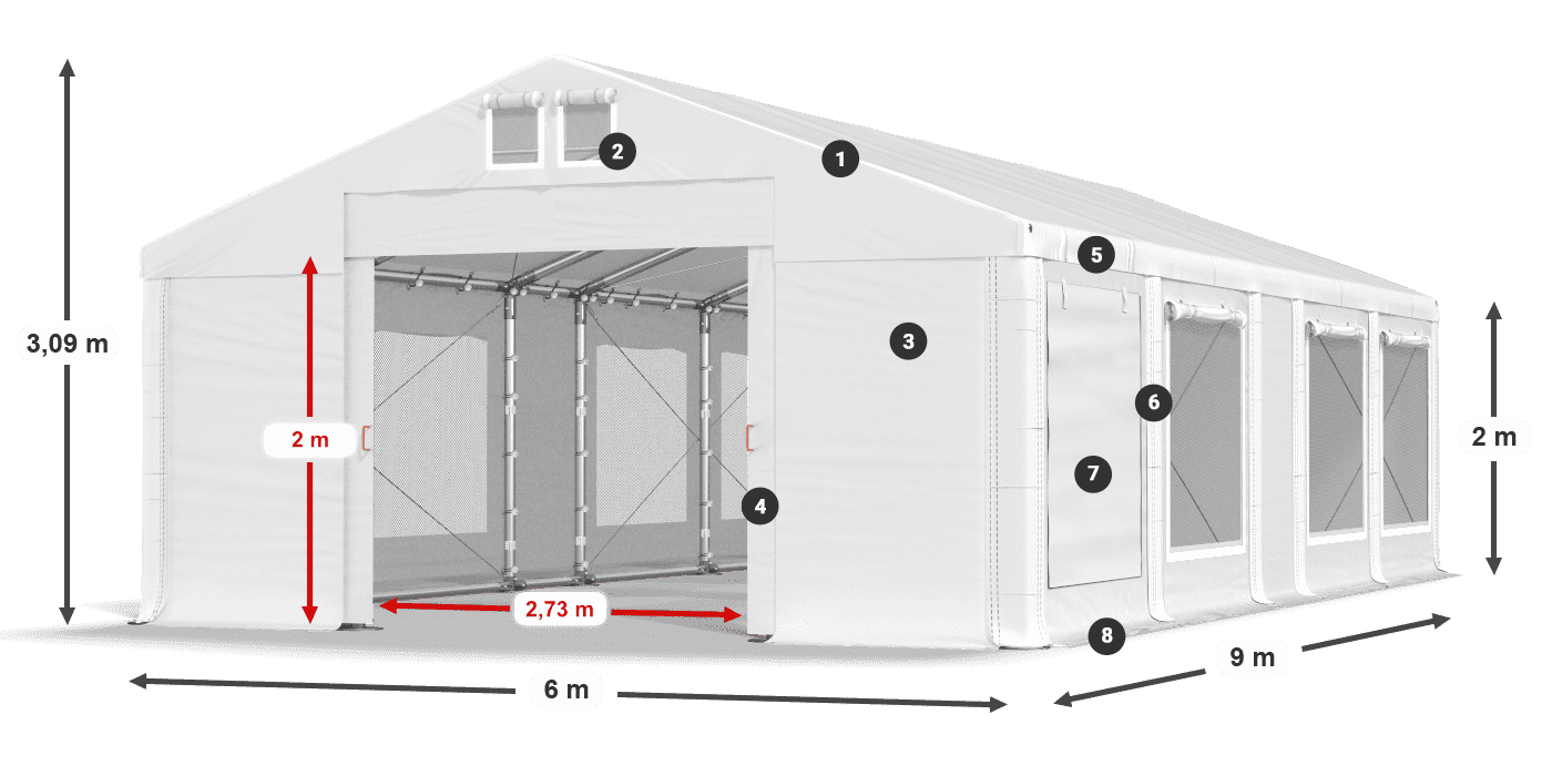 Acoperiș: MS 580 PVC Pereţi: SD M 500 PVC 2m legenda