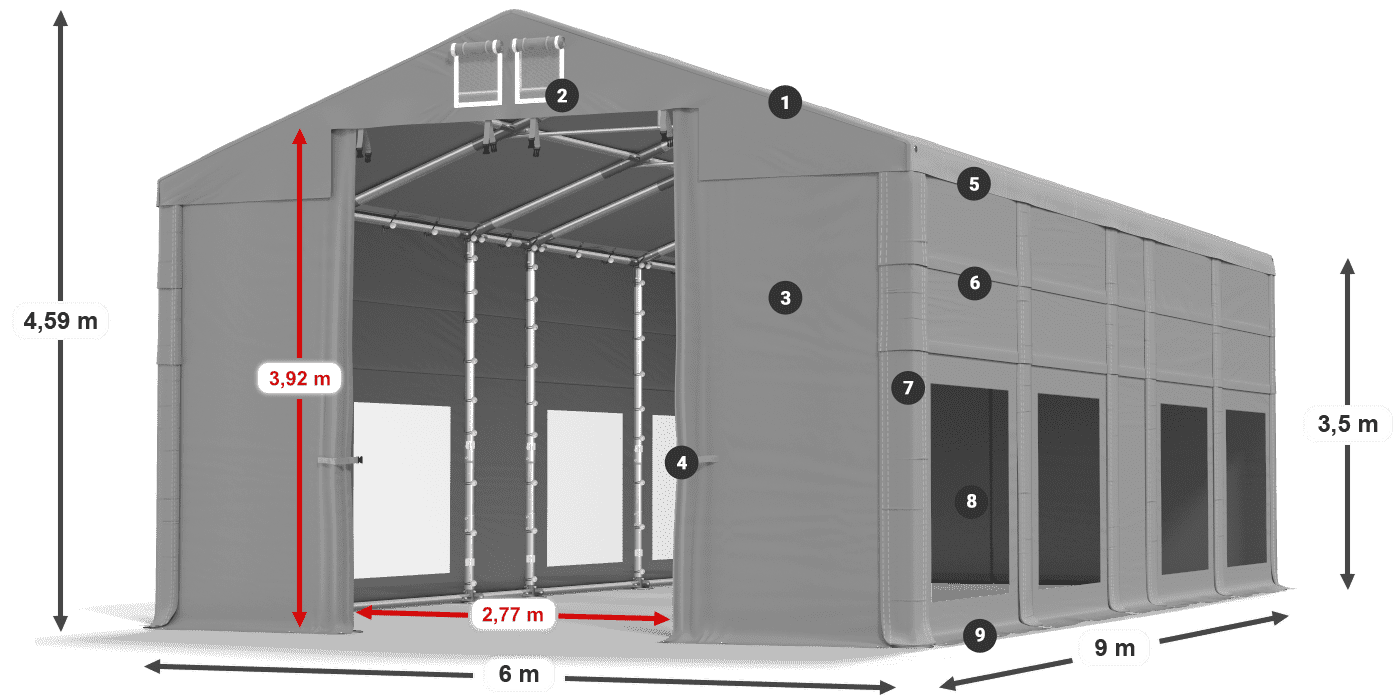 Acoperiș: FR 620 PVC Pereţi: MS 580 PVC 3.5 m legenda