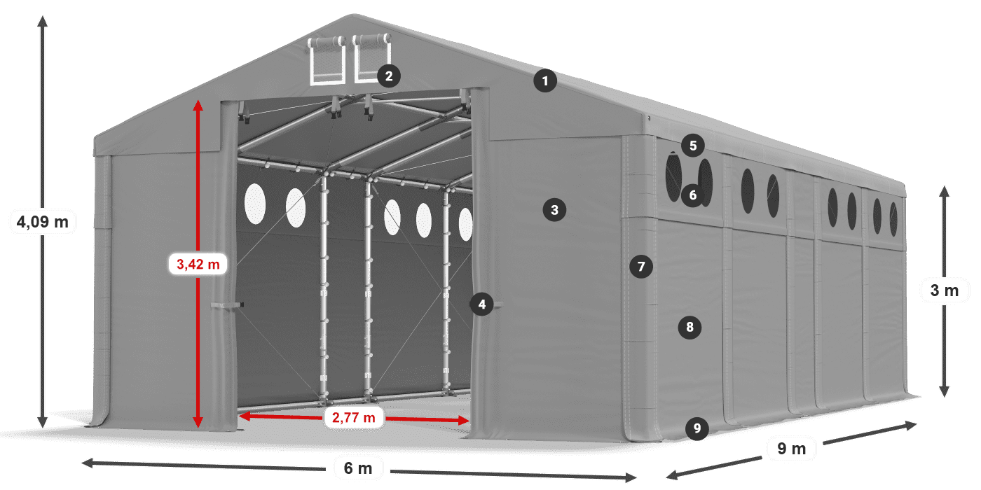 Acoperiș: FR 620 PVC Pereţi: SD O 500 PVC Legenda 3m