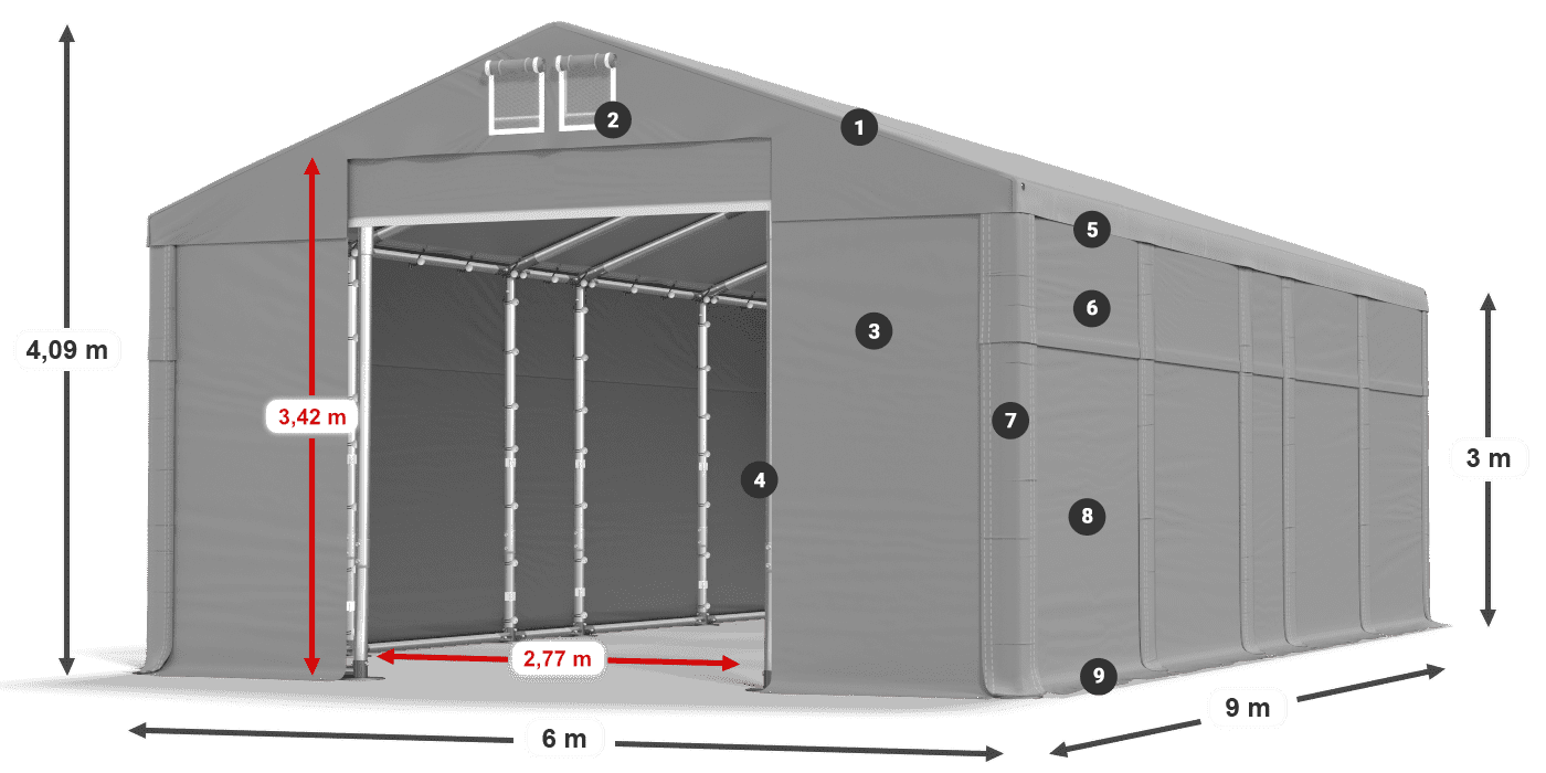 Acoperiș: MS 580 PVC Pereţi: SD 500 PVC Legenda 3m