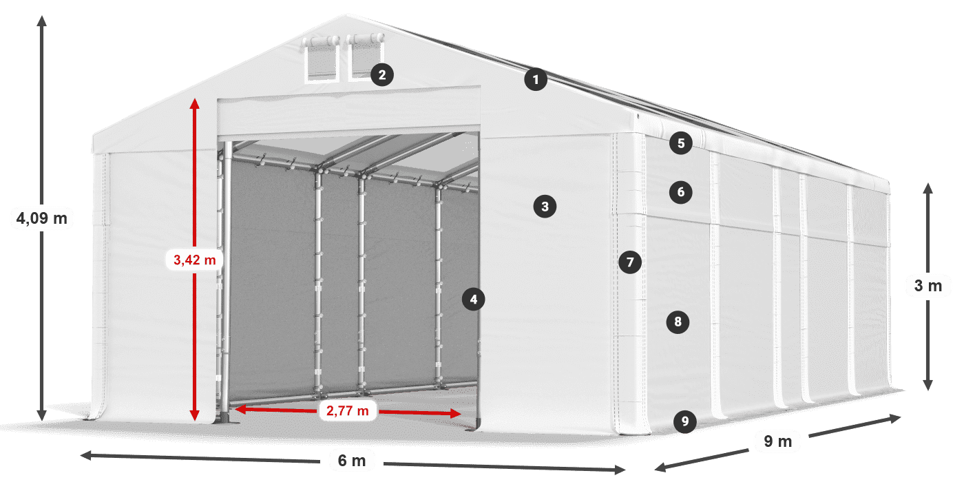 Acoperiș: MS T 580 PVC Pereţi: SD 500 PVC Legenda 3m