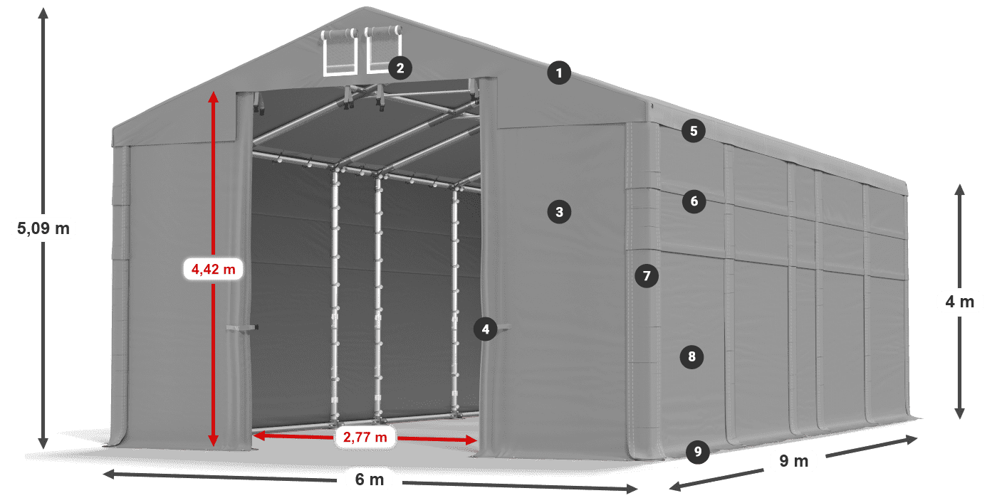 Acoperiș: MS 580 PVC Pereţi: SD 500 PVC Legenda 4m