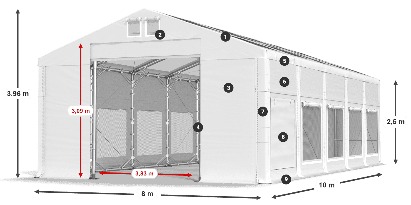 Acoperiș: MS T 580 PVC Pereţi: SD M 500 PVC legenda 2.5m