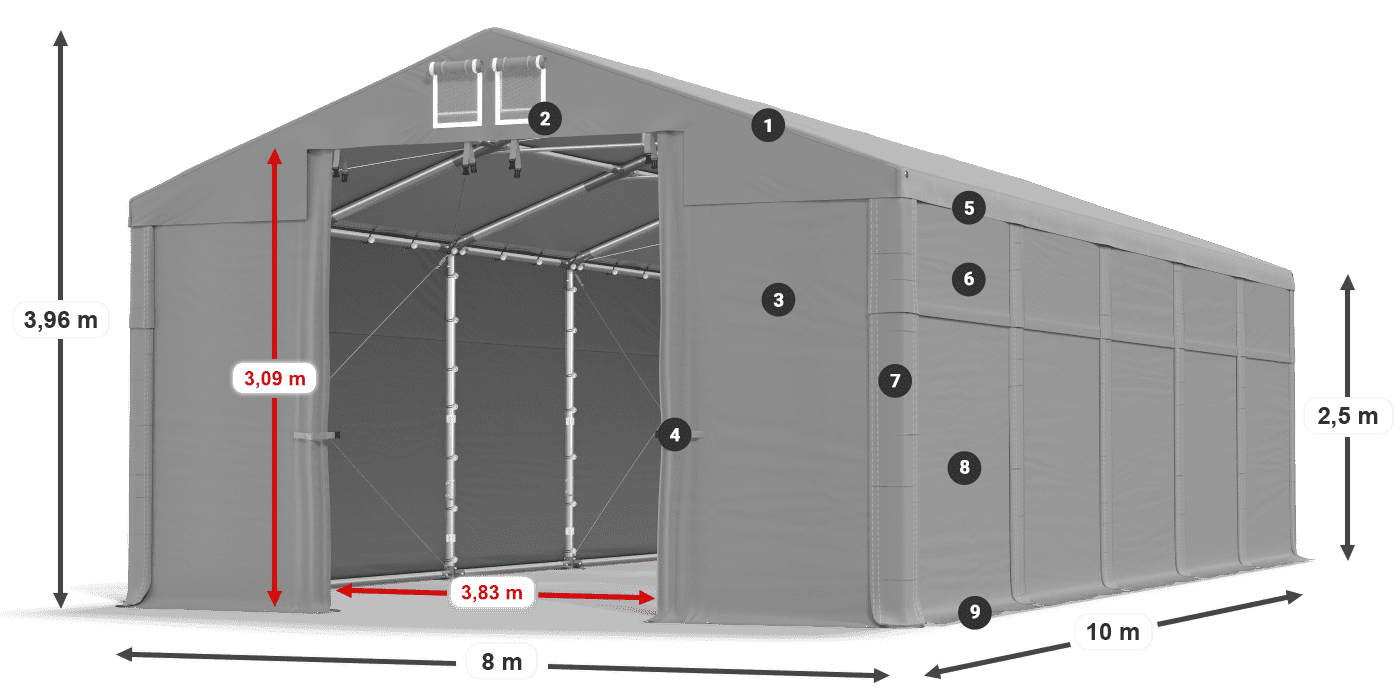 Acoperiș: MS 580 PVC Pereţi: SD 500 PVC legenda 2.5m