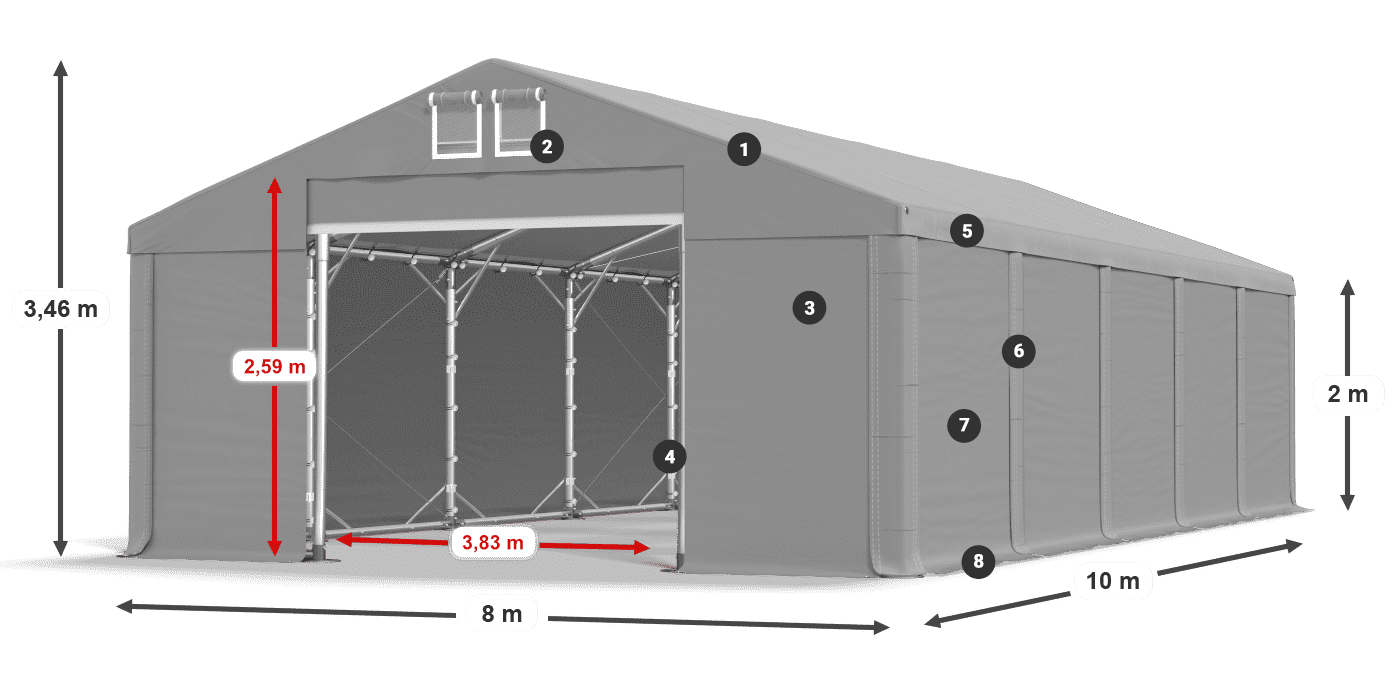 Acoperiș: FR 620 PVC Pereţi: SD 580 PVC 2m legenda