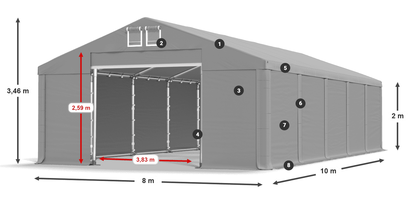Acoperiș: FR 620 PVC Pereţi: SD 580 PVC 2m legenda