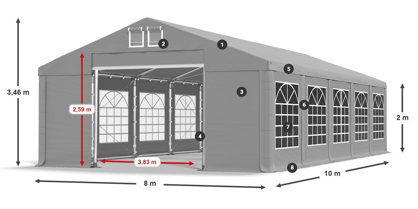 Acoperiș: FR 620 PVC Pereţi: SD 500 PVC 2m legenda