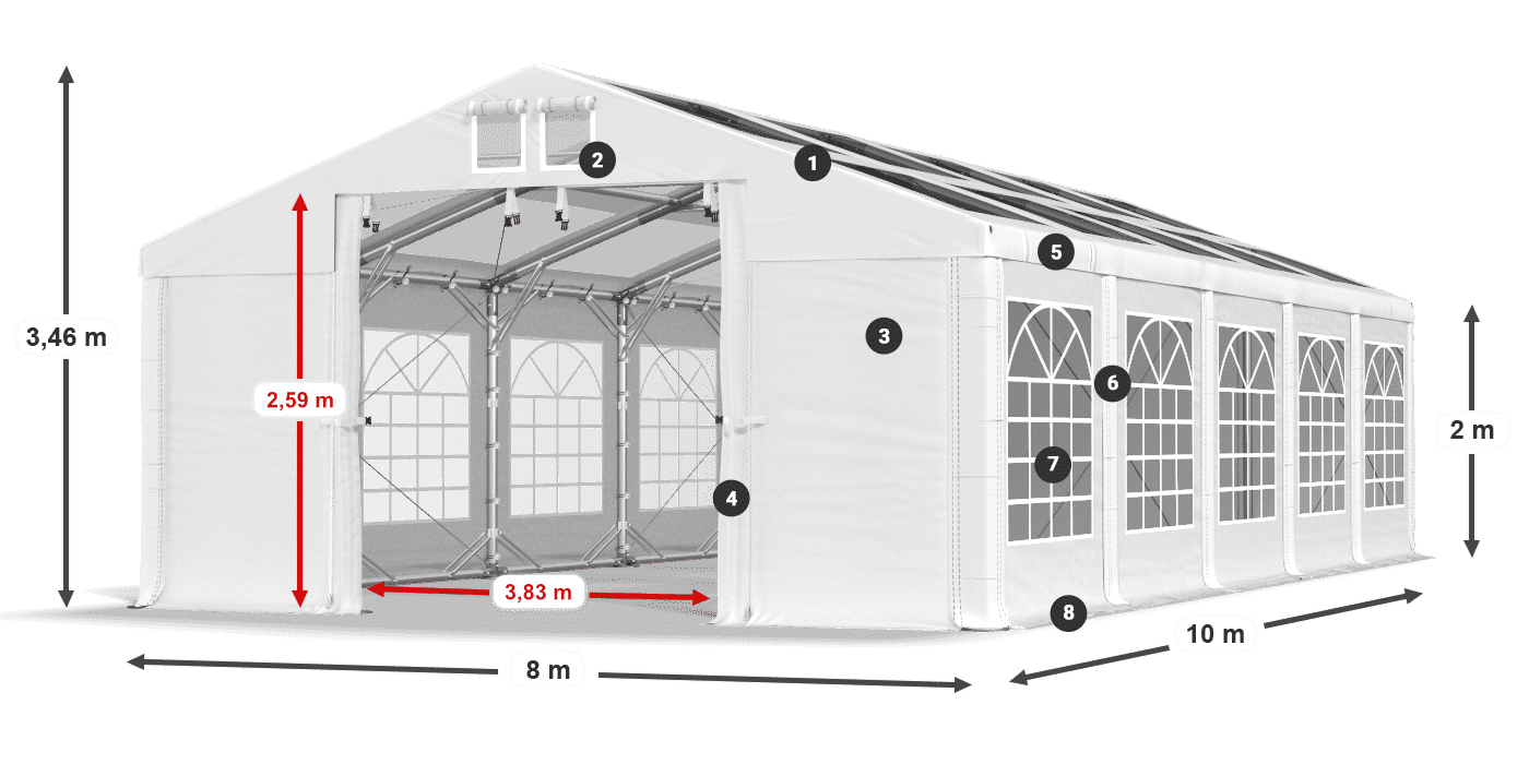 Acoperiș: MS T 580 PVC Pereţi: FR 620 PVC 2m legenda