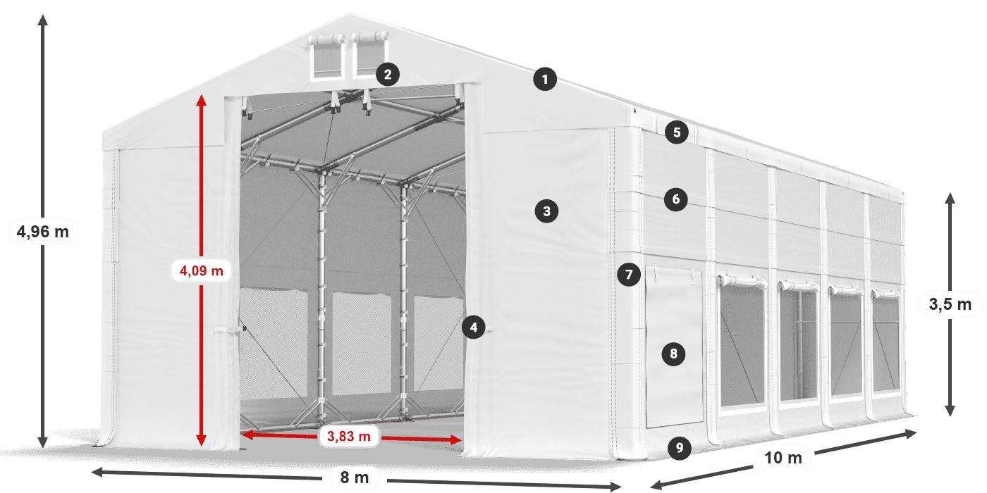 Acoperiș: FR 620 PVC Pereţi: SD 500 PVC 3.5 m legenda