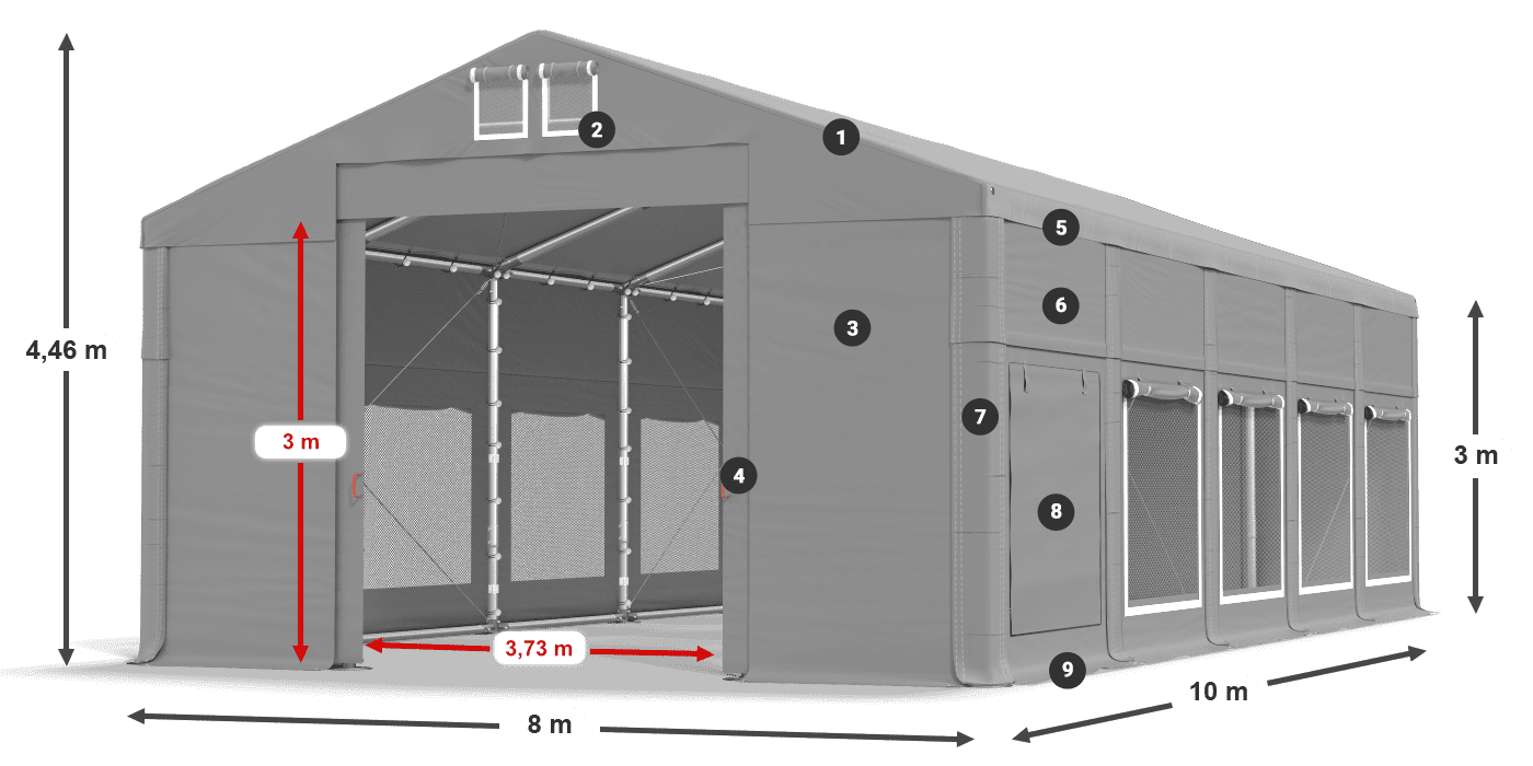 Acoperiș: FR 620 PVC Pereţi: SD 500 PVC Legenda 3m