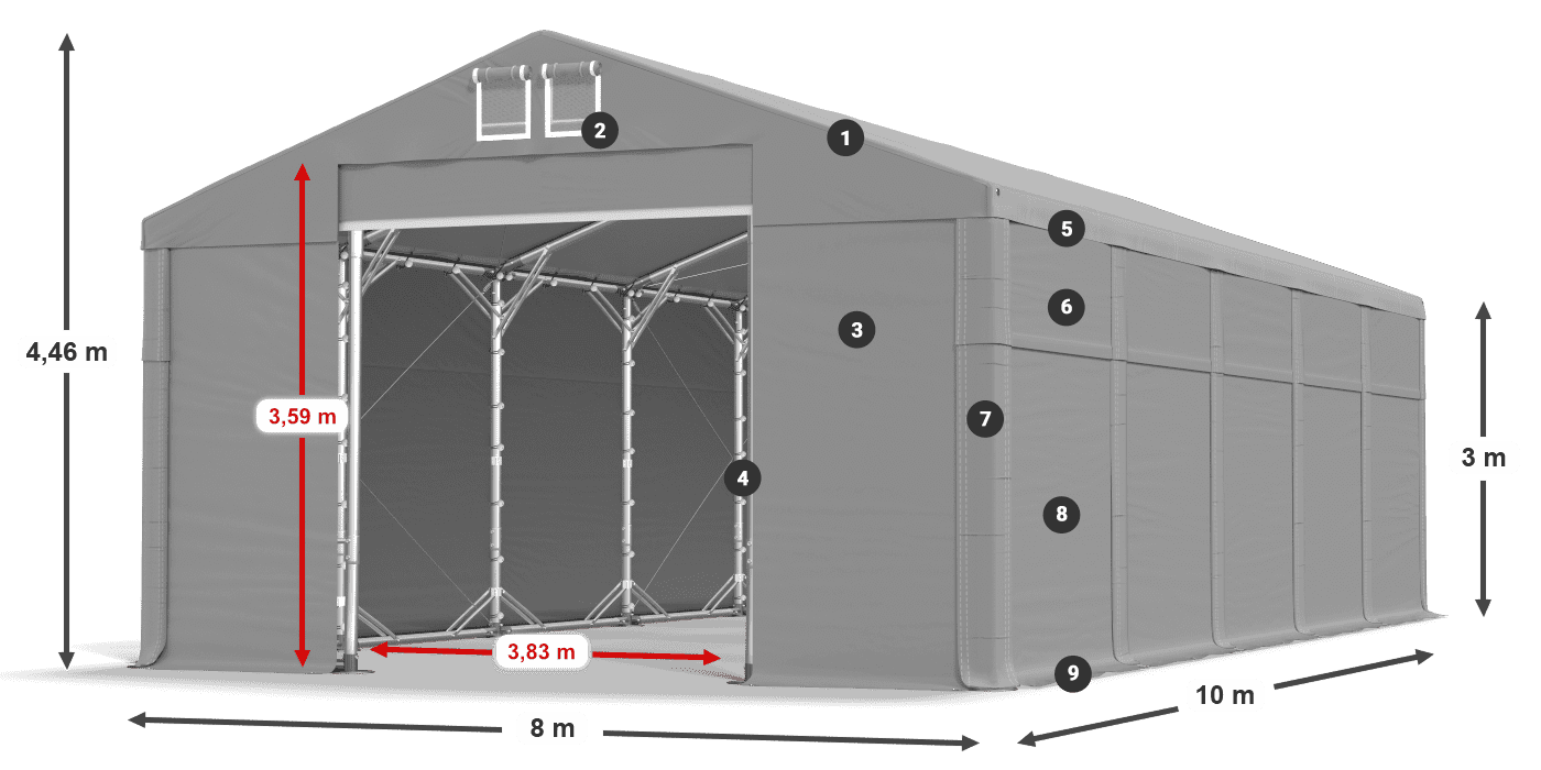 Acoperiș: MS 580 PVC Pereţi: SD 500 PVC Legenda 3m
