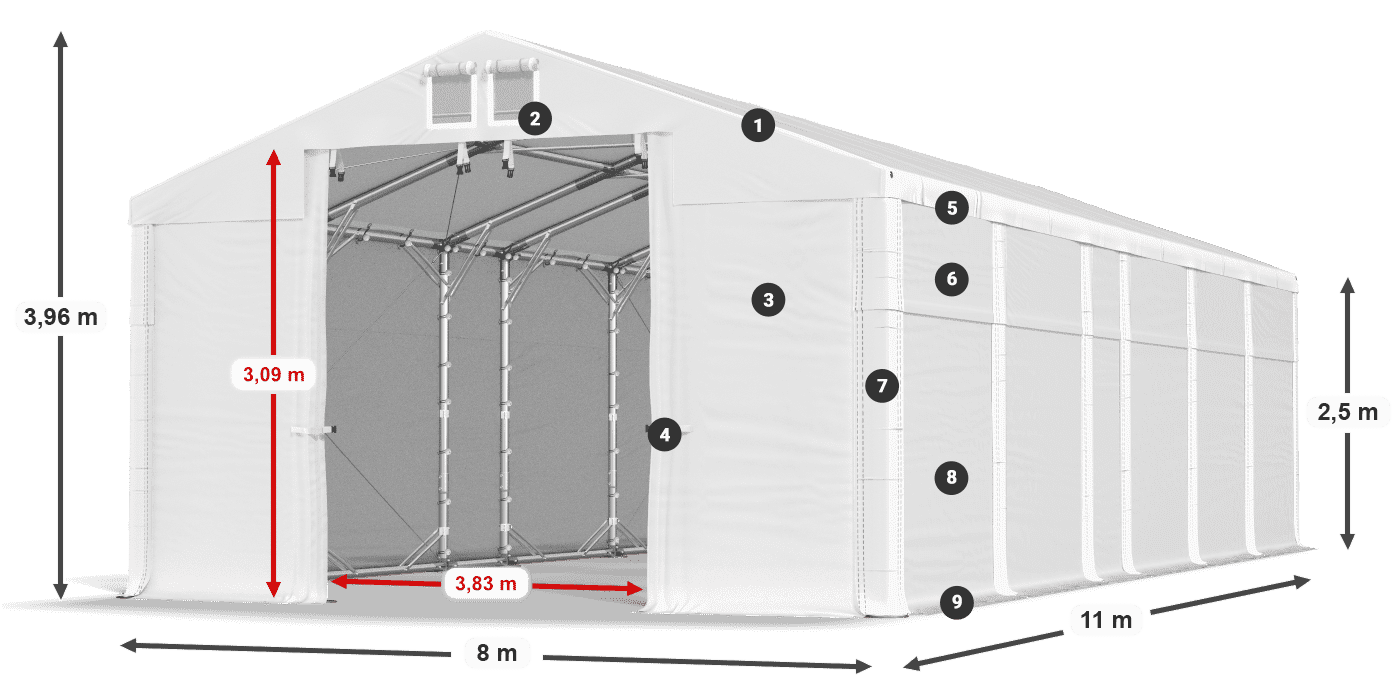 Acoperiș: MS 580 PVC Pereţi: SD 500 PVC legenda 2.5m