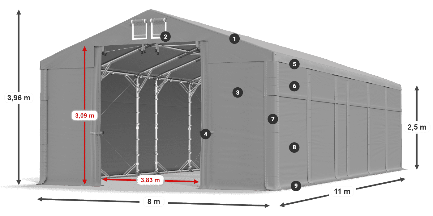 Acoperiș: MS 580 PVC Pereţi: SD 500 PVC legenda 2.5m
