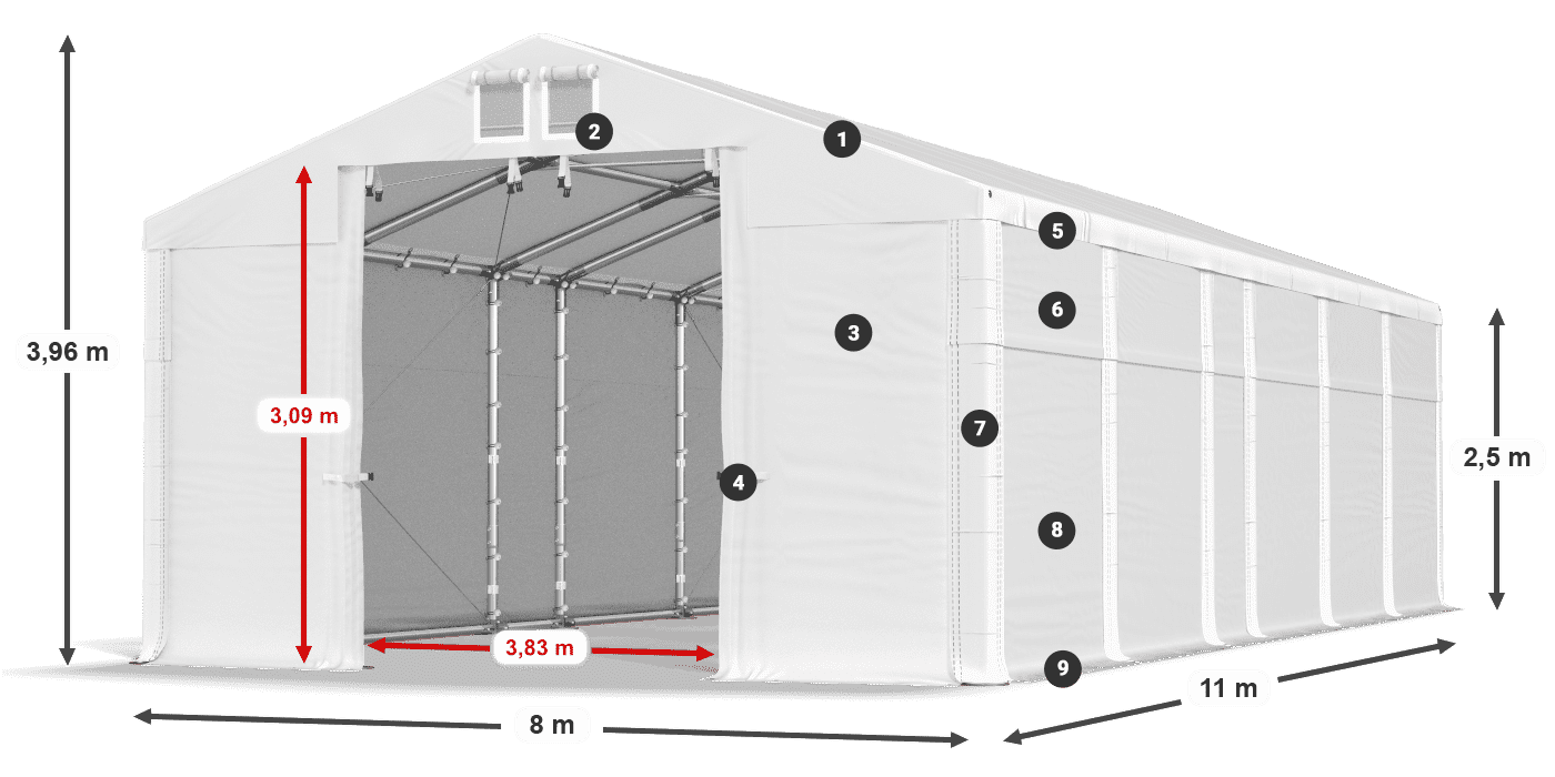 Acoperiș: MS 580 PVC Pereţi: SD 500 PVC legenda 2.5m