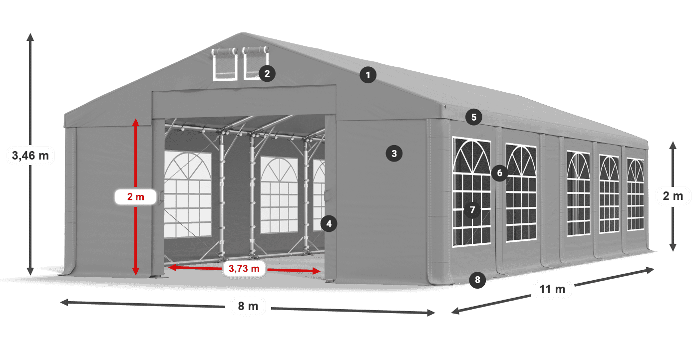 Acoperiș: FR 620 PVC Pereţi: SD 500 PVC 2m legenda