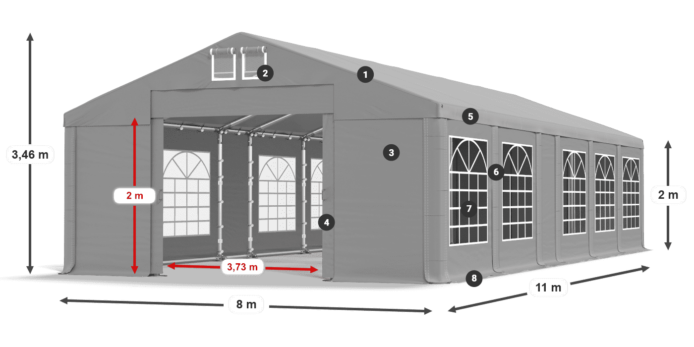 Acoperiș: FR 620 PVC Pereţi: SD 500 PVC 2m legenda