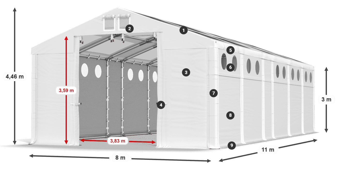 Acoperiș: MS T 580 PVC Pereţi: SD O 500 PVC Legenda 3m