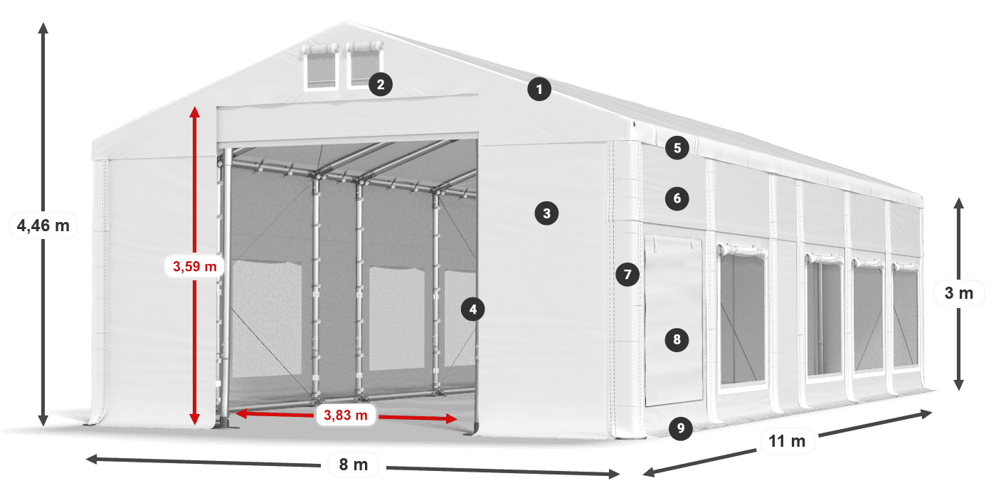 Acoperiș: MS 580 PVC Pereţi: SD M 500 PVC Legenda 3m