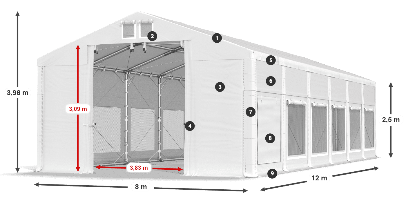 Acoperiș: FR 620 PVC Pereţi: SD 500 PVC legenda 2.5m