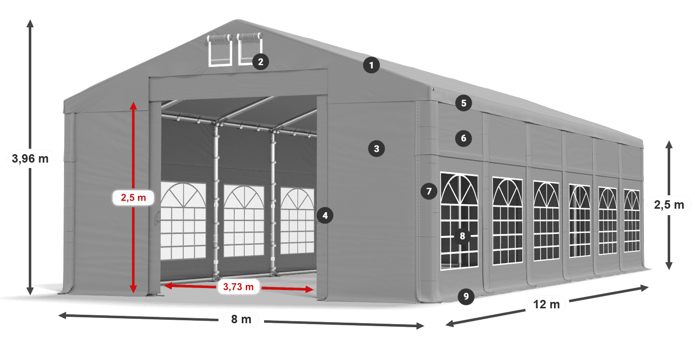 Acoperiș: FR 620 PVC Pereţi: SD 500 PVC legenda 2.5m