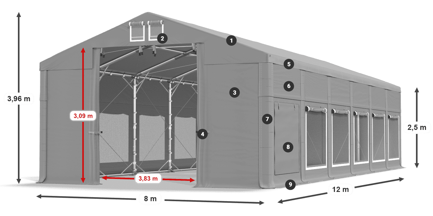 Acoperiș: MS 580 PVC Pereţi: SD M 500 PVC legenda 2.5m