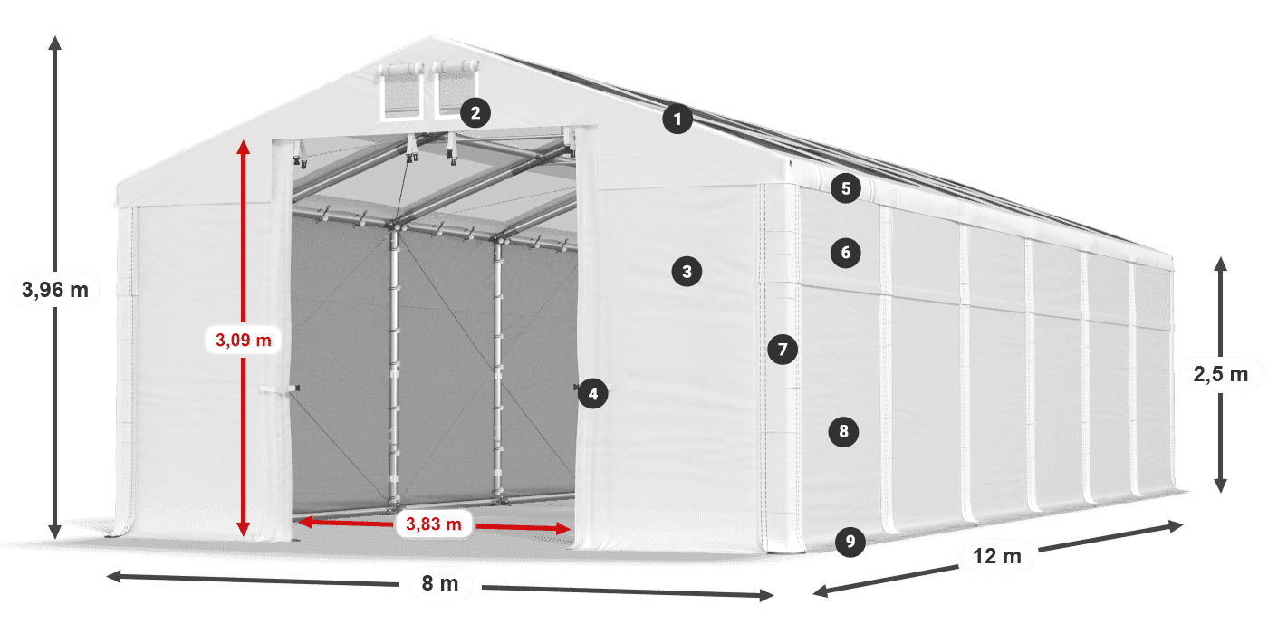 Acoperiș: MS T 580 PVC Pereţi: SD 500 PVC legenda 2.5m