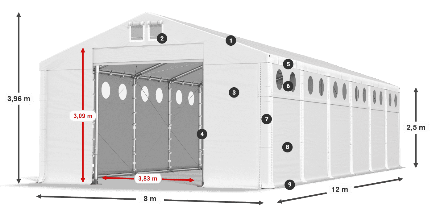 Acoperiș: MS 580 PVC Pereţi: SD O 500 PVC legenda 2.5m