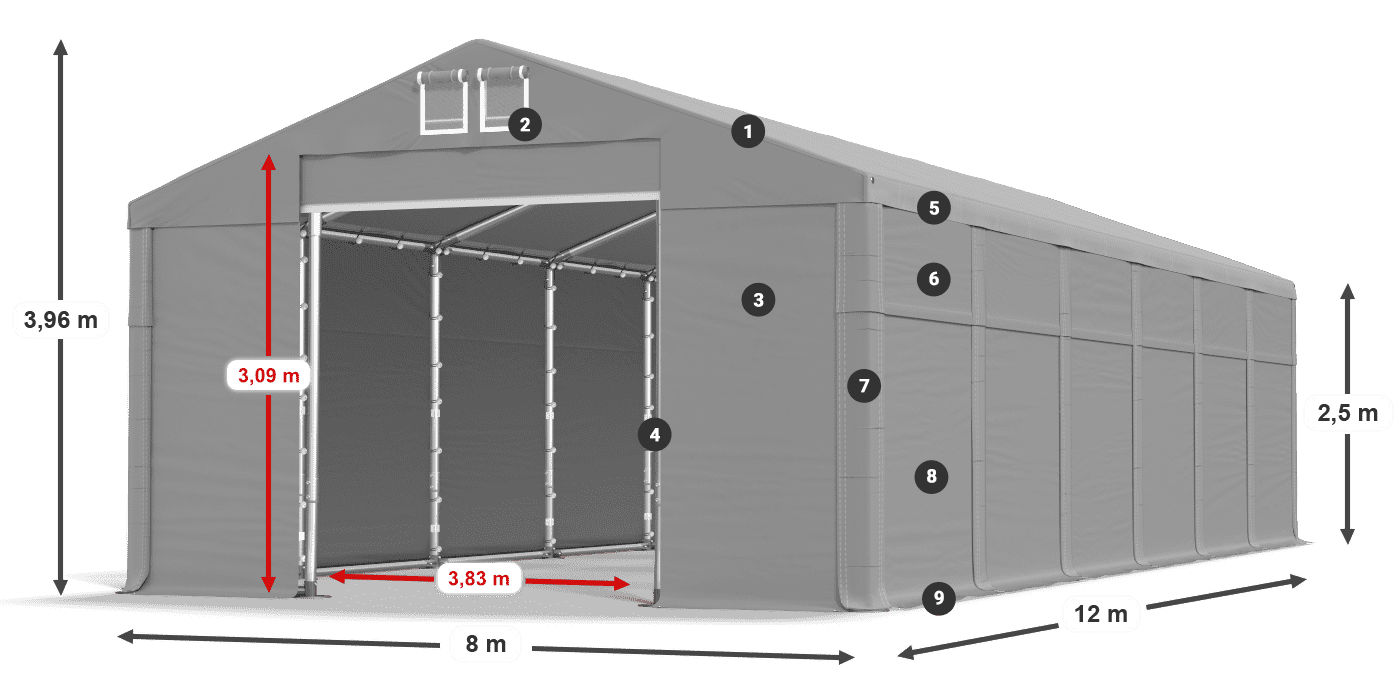 Acoperiș: SD 560 PVC Pereţi: FR 620 PVC legenda 2.5m