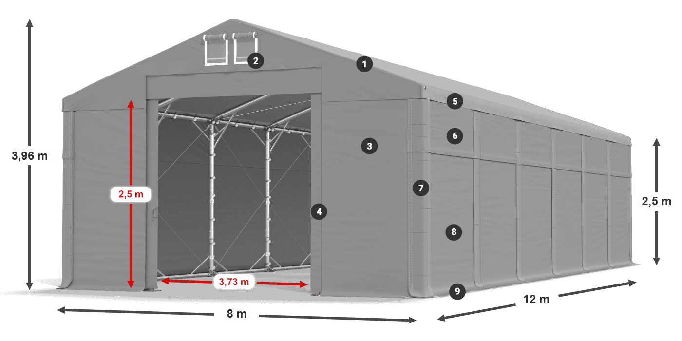 Acoperiș: SD 560 PVC Pereţi: MS 580 PVC legenda 2.5m